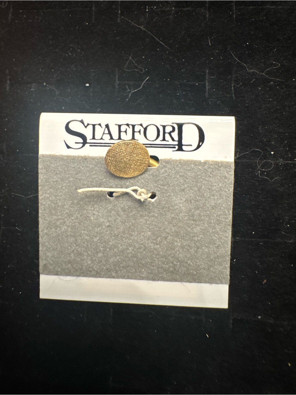 Vintage Stafford Gold Tone Round Tie Tack Lapel Pin New Old Stock Card
